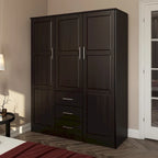 Palace Imports Armoire Cosmo 3 portes 100 % bois massif avec portes en bois massif ou portes miroir