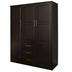 Palace Imports Armoire Cosmo 3 portes 100 % bois massif avec portes en bois massif ou portes miroir
