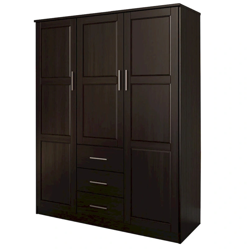 Palace Imports Armoire Cosmo 3 portes 100 % bois massif avec portes en bois massif ou portes miroir