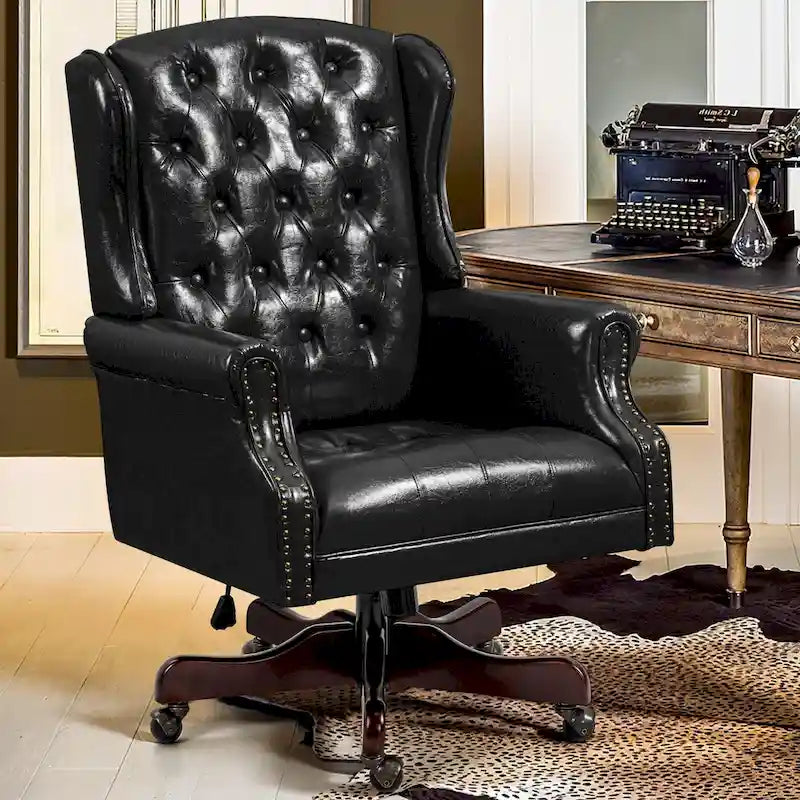 Fauteuil de bureau classique de direction à dossier haut avec oreilles