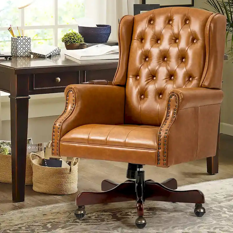 Fauteuil de bureau classique de direction à dossier haut avec oreilles
