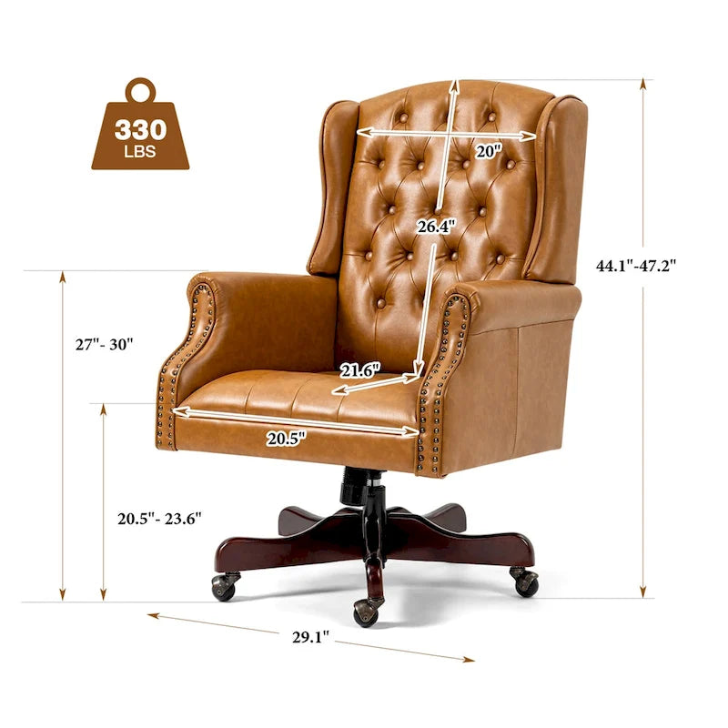 Fauteuil de bureau classique de direction à dossier haut avec oreilles