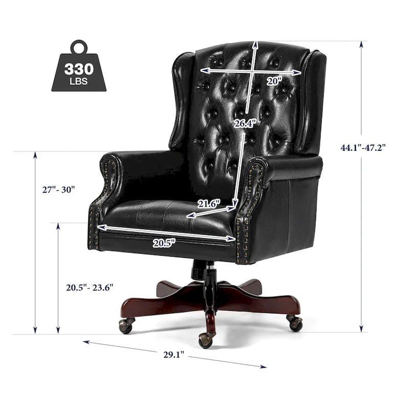 Fauteuil de bureau classique de direction à dossier haut avec oreilles