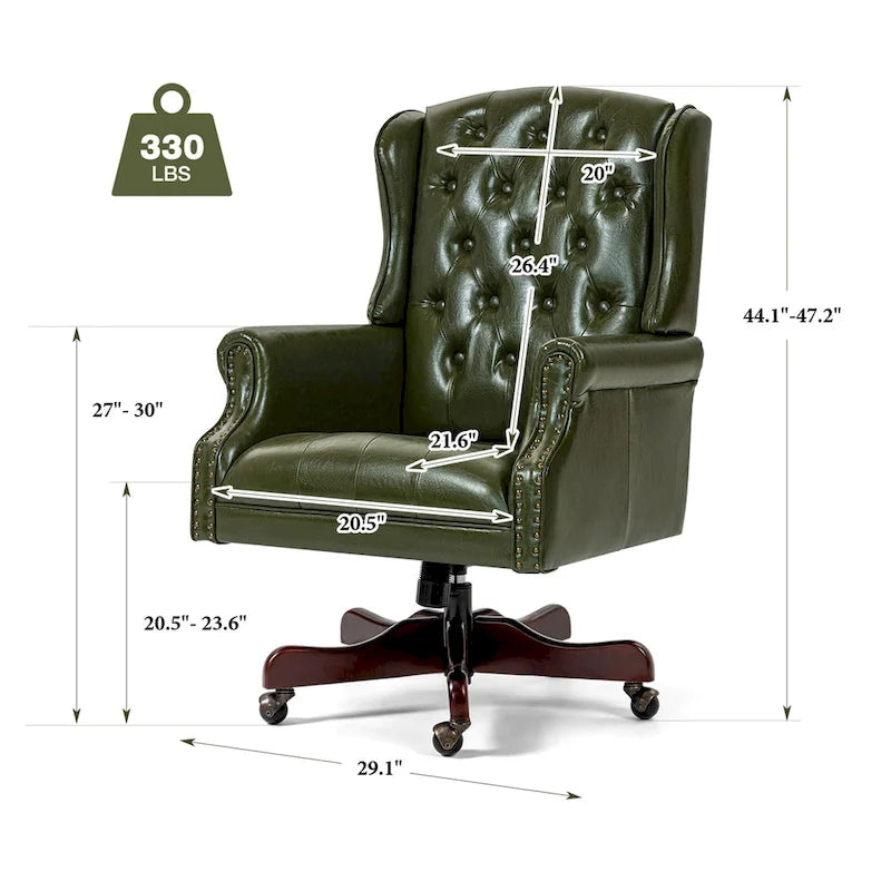 Fauteuil de bureau classique de direction à dossier haut avec oreilles
