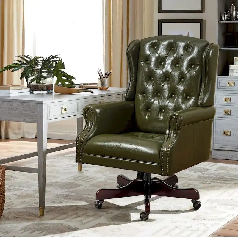 Fauteuil de bureau classique de direction à dossier haut avec oreilles