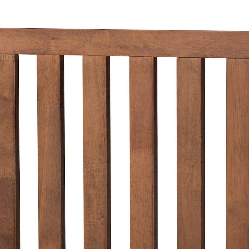 Lit plateforme en bois fini noyer brun de style Mid-Century Modern