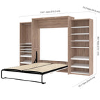 Lit Queen escamotable 125W avec 2 étagères de rangement