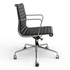 Chaise de bureau ergonomique à dossier bas en cuir véritable et côtelée