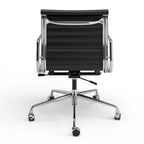 Chaise de bureau ergonomique à dossier bas en cuir véritable et côtelée