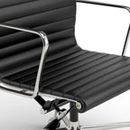 Chaise de bureau ergonomique à dossier bas en cuir véritable et côtelée