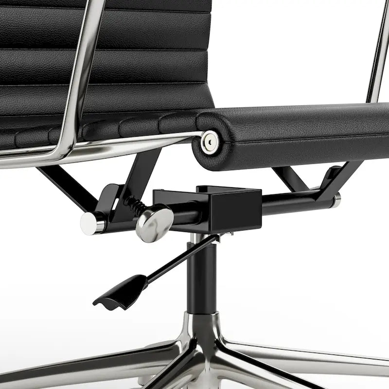 Chaise de bureau ergonomique à dossier bas en cuir véritable et côtelée