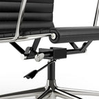 Chaise de bureau ergonomique à dossier bas en cuir véritable et côtelée