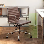 Chaise de bureau ergonomique à dossier bas en cuir véritable et côtelée