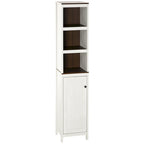 Meuble de rangement haut de salle de bain, tour de rangement autoportante avec 3 étagères ouvertes et étagère réglable, blanc antique