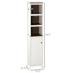 Meuble de rangement haut de salle de bain, tour de rangement autoportante avec 3 étagères ouvertes et étagère réglable, blanc antique