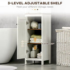 Meuble de rangement haut de salle de bain, tour de rangement autoportante avec 3 étagères ouvertes et étagère réglable, blanc antique