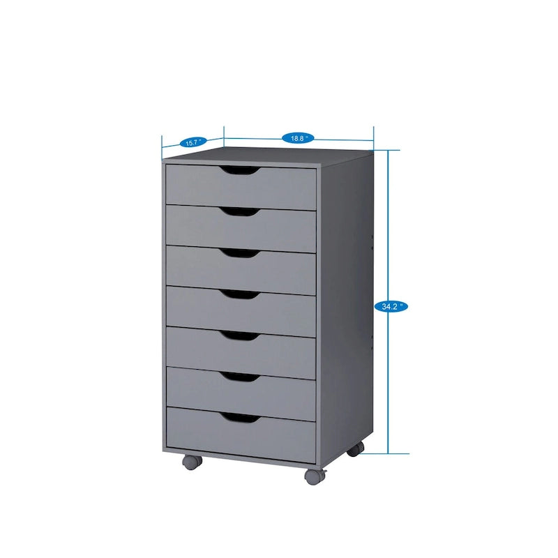 Classeurs de bureau, classeurs en bois pour bureau à domicile, classeur latéral, classeur mobile à tiroirs - Gris