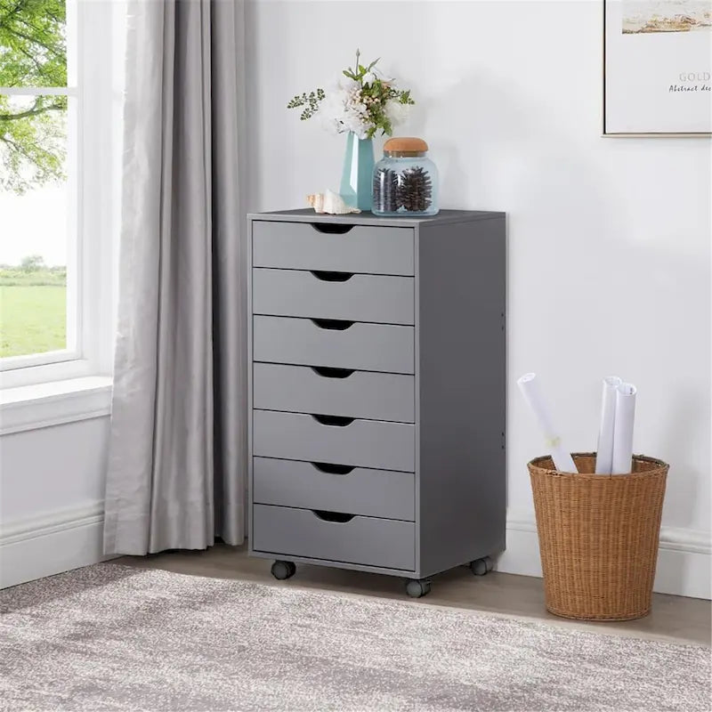 Classeurs de bureau, classeurs en bois pour bureau à domicile, classeur latéral, classeur mobile à tiroirs - Gris
