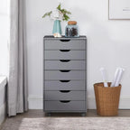 Classeurs de bureau, classeurs en bois pour bureau à domicile, classeur latéral, classeur mobile à tiroirs - Gris