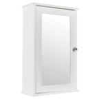 Armoire murale de salle de bain à porte simple avec miroir et étagère, coloris blanc