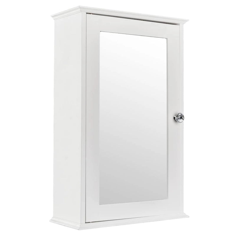 Armoire murale de salle de bain à porte simple avec miroir et étagère, coloris blanc