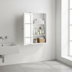 Armoire murale de salle de bain à porte simple avec miroir et étagère, coloris blanc