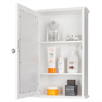 Armoire murale de salle de bain à porte simple avec miroir et étagère, coloris blanc