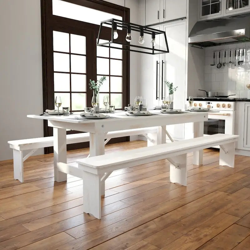 Table de ferme pliante rectangulaire en pin massif rustique antique de 8' x 40 - 96P x 40L x 30H