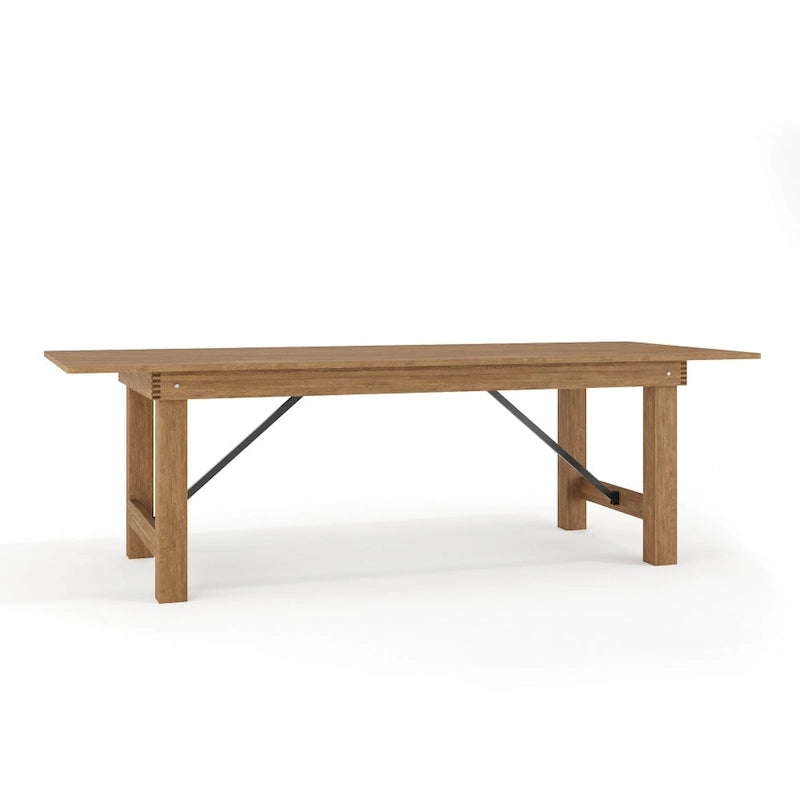 Table de ferme pliante rectangulaire en pin massif rustique antique de 8' x 40 - 96P x 40L x 30H