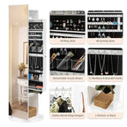 Miroir-armoire à bijoux pleine longueur 360° avec portemanteau – S.O.
