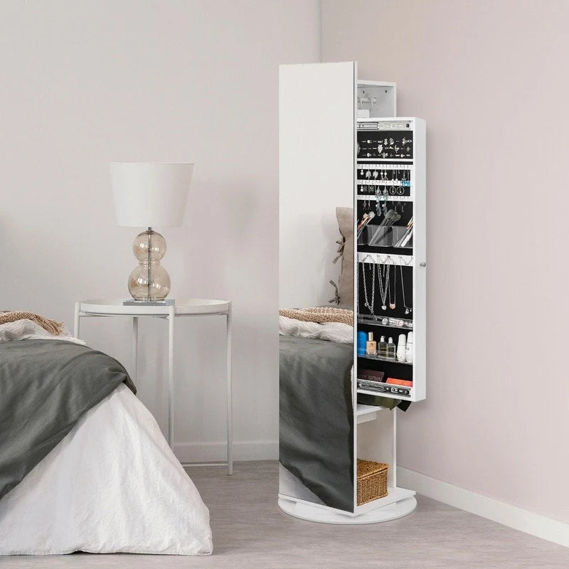 Miroir-armoire à bijoux pleine longueur 360° avec portemanteau – S.O.