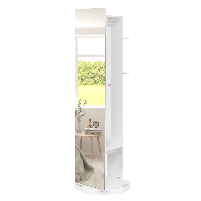 Miroir-armoire à bijoux pleine longueur 360° avec portemanteau – S.O.