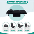 Lit convertible, Lit ottoman multifonction 4 en 1, Fauteuil-lit en lin respirant, Canapé-lit convertible