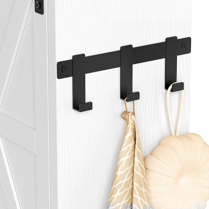 Étagère de rangement de 61 po pour dessus de toilette avec porte coulissante de style rustique et base en métal