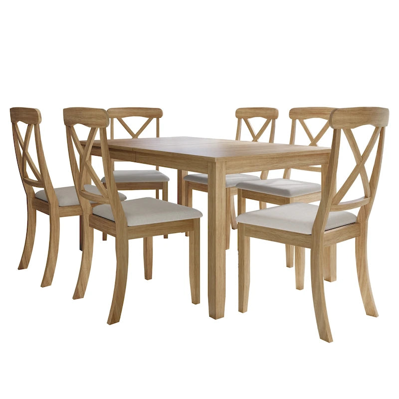 Ensemble de salle à manger 7 pièces en bois style rustique CraftPorch