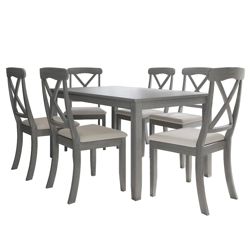Ensemble de salle à manger 7 pièces en bois style rustique CraftPorch
