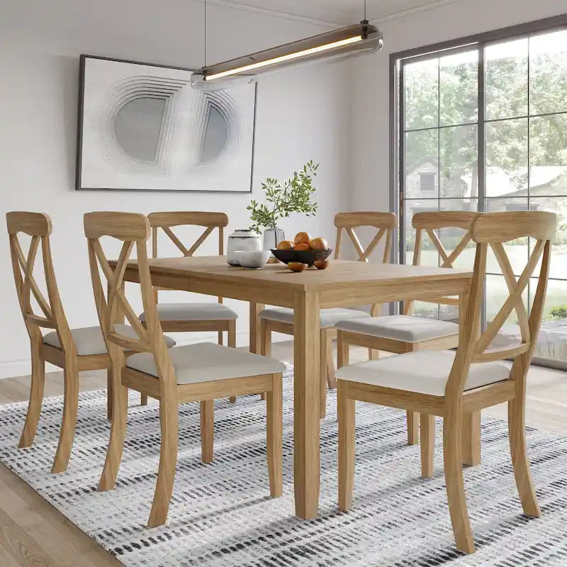 Ensemble de salle à manger 7 pièces en bois style rustique CraftPorch