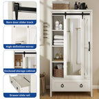 Armoire de rangement haute et large avec portes et miroir pleine longueur pour salle de bain