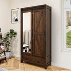 Armoire de rangement haute et large avec portes et miroir pleine longueur pour salle de bain