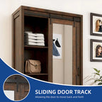 Armoire de rangement haute et large avec portes et miroir pleine longueur pour salle de bain
