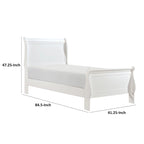 Lit double avec tête de lit à panneaux, design traîneau, finition bois blanc