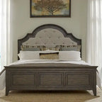 Lit rembourré marron selle, commode avec miroir et table de chevet Paradise Valley