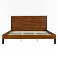 King Size Solid Wood Platform Bed with Six-Piece Headboard