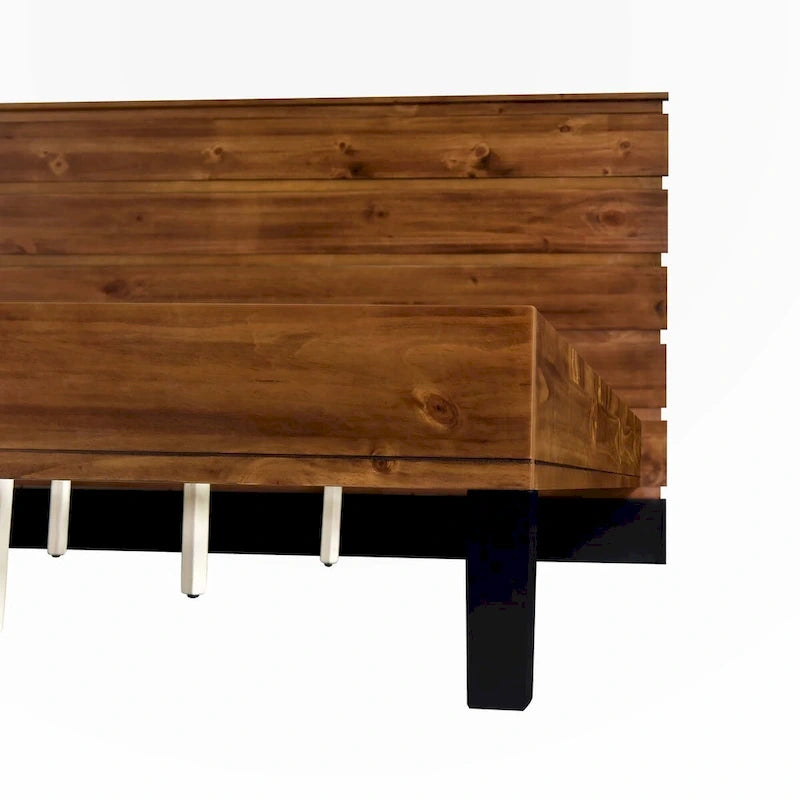 Lit plateforme king-size en bois massif avec tête de lit en six parties