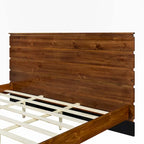 Lit plateforme king-size en bois massif avec tête de lit en six parties