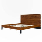 Lit plateforme king-size en bois massif avec tête de lit en six parties