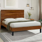 Lit plateforme king-size en bois massif avec tête de lit en six parties