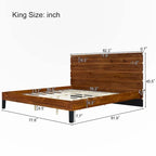 Lit plateforme king-size en bois massif avec tête de lit en six parties