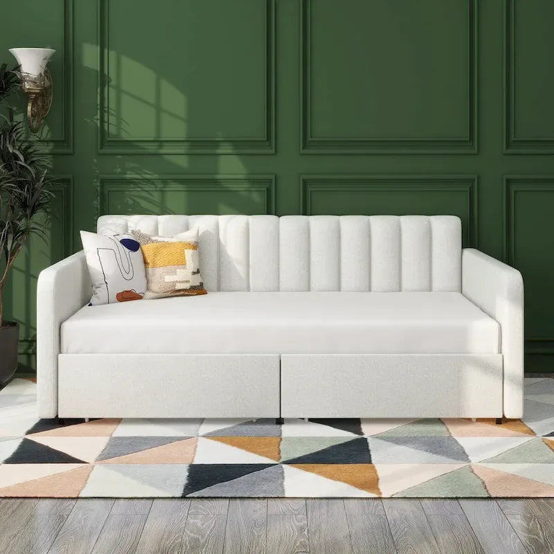 Upholstered Daybed with 2 Drawers
