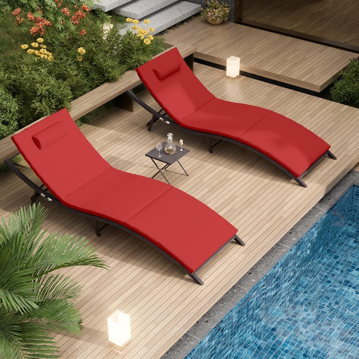 Kullavik – Ensemble de 3 chaises longues d'extérieur